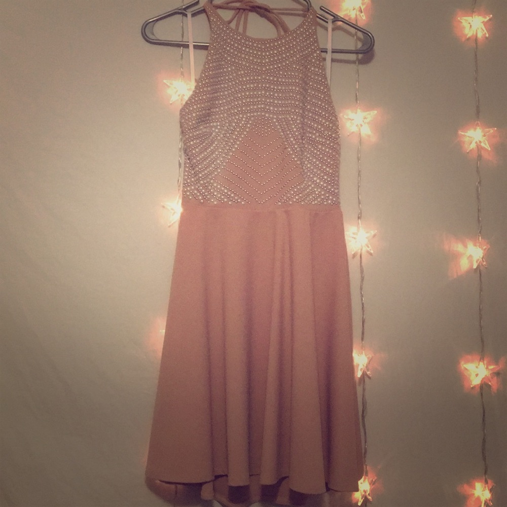 Pink sequined Dillard’s homecoming dress!